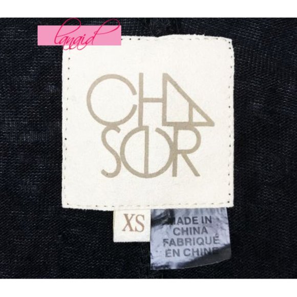 Chaser Linen Jersey Double V Open Back Tee Black Backless V-Neck Stretchy Top XS - Picture 4 of 7